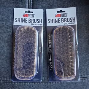 Horsehair Leather Shoe Boot SHINE BRUSH 100% Natural Bristle Wooden Handle 2 PK